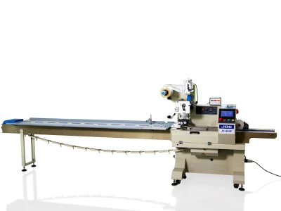 Горизонтальна пакувальна машина Flow-pack JY-450F, верхня подача з газонаповненням